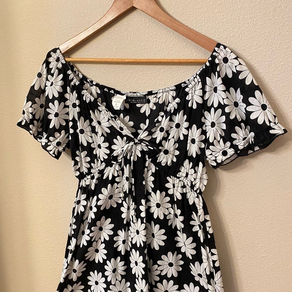 La Blanca Cotton Daisy Floral Ditsy Swim Cover Up Short Dress Women's M Boho - Picture 5 of 11